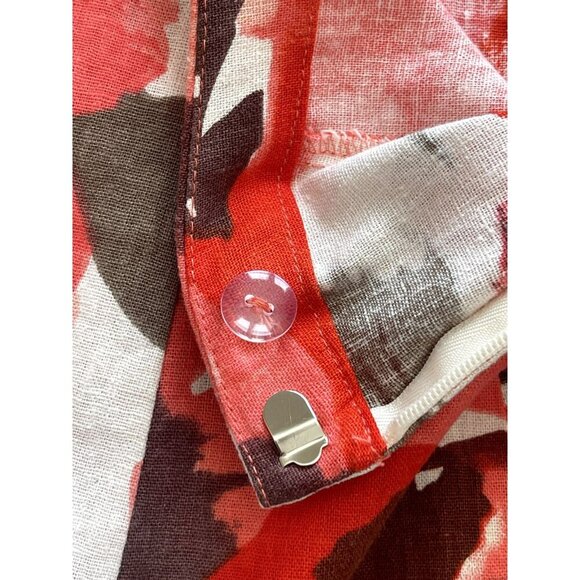 Coldwater Creek Midi Skirt XS 4-6 Ivory Pink Red Floral Linen Cottagecore NWOT - Picture 5 of 7